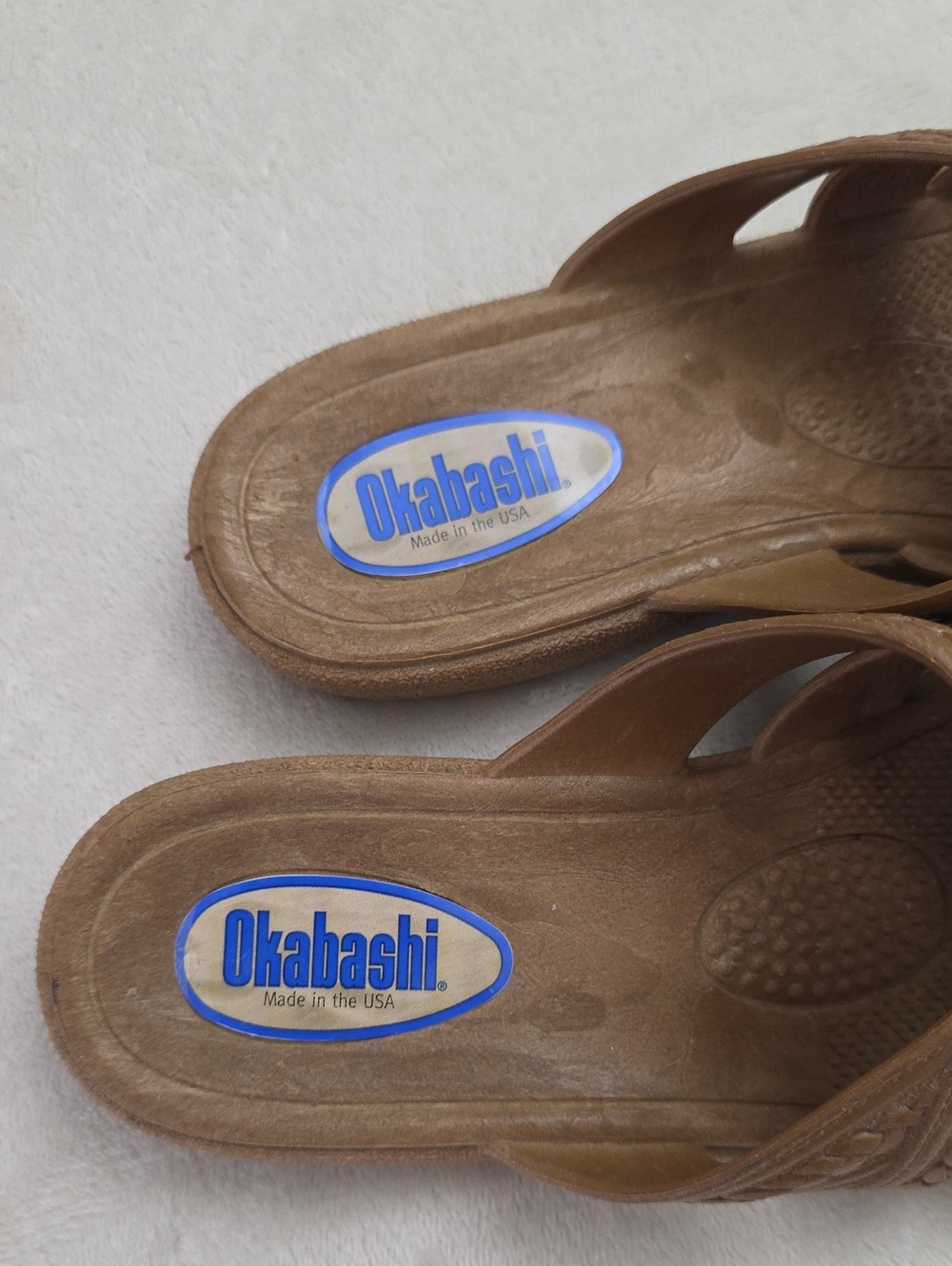 Okabashi Brown Criss Cross Comfort Slide Sandals Made in USA Women's M/L - Picture 2 of 5
